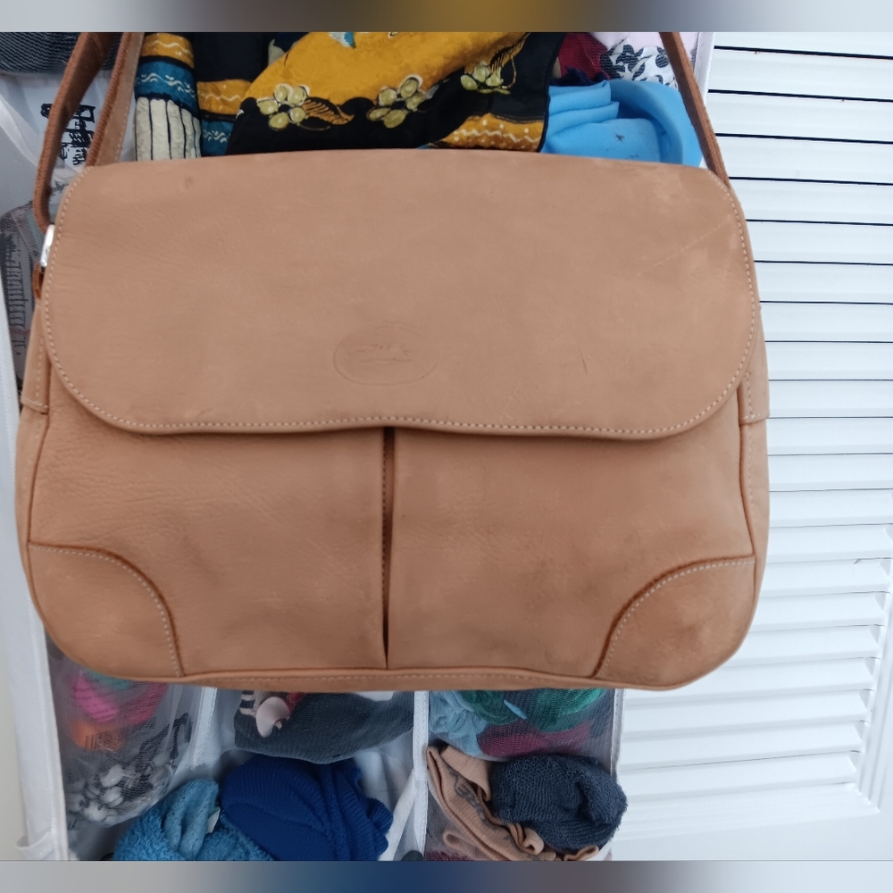 Longchamp Mustard Yellow Nubuck Leather Messenger Bag